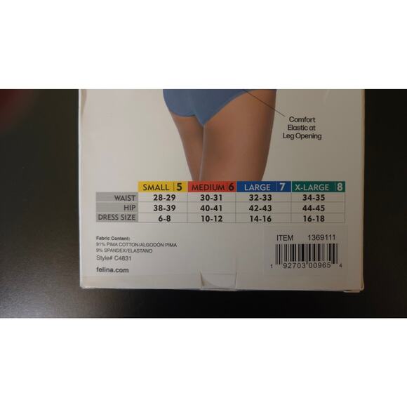 Four Pair Felina Pima Cotton Wide Waistband Hipster Panties L - Picture 3 of 3